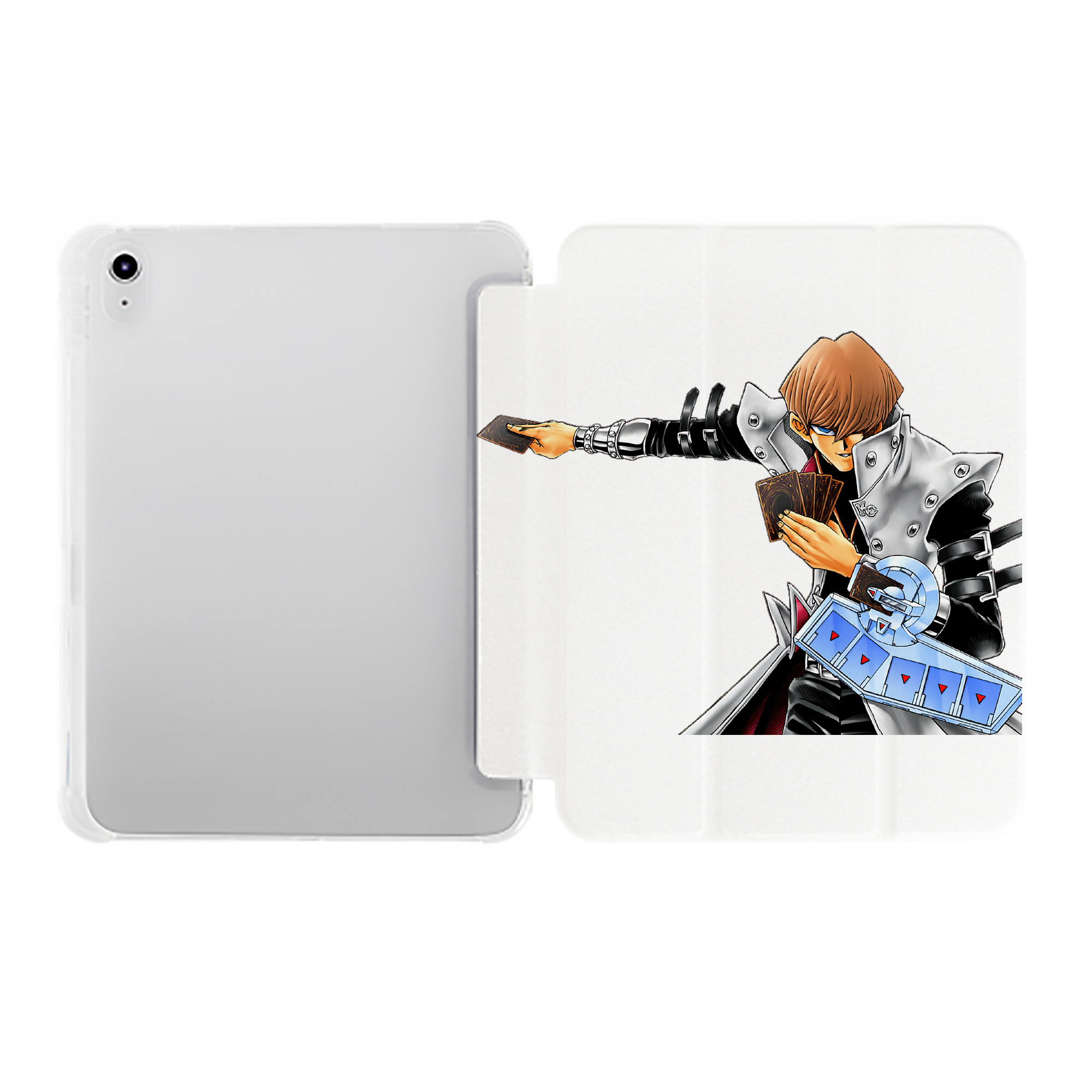 （画像用） 遊☆戯☆王 Yu-Gi-Oh! IPad ケース ペン収納付き 三つ折りスタンド PUレザー×シリコン 対応機種9.5/10.5/10.9インチ